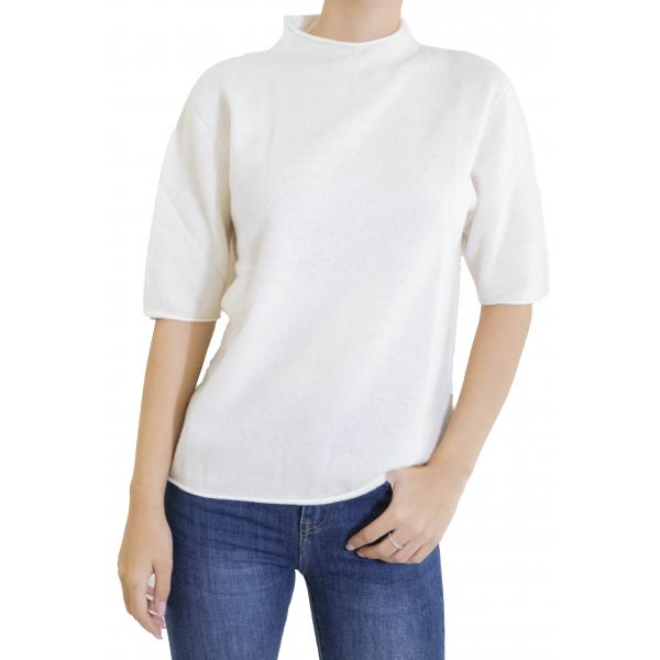 Maglia mezzo collo a maniche 3/4 morbida  misto cashmere 